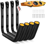 Heavy-duty  garage storage hooks set of 4 with rubber coating, wall-mount design, ideal for ladders, bikes, kayaks, and tools