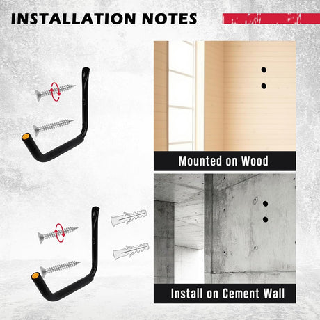Heavy-duty  garage storage hooks set of 4 with rubber coating, wall-mount design, ideal for ladders, bikes, kayaks, and tools