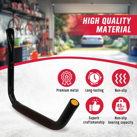 Heavy-duty  garage storage hooks set of 4 with rubber coating, wall-mount design, ideal for ladders, bikes, kayaks, and tools