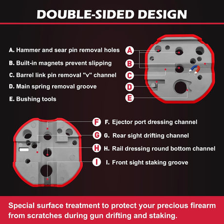 SEDY 4-inch magnetic bench block set with double-sided design for firearm maintenance, gunsmithing, and pin or sight removal