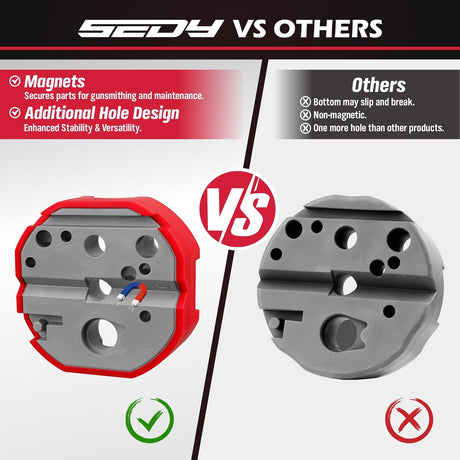 SEDY 4-inch magnetic bench block set with double-sided design for firearm maintenance, gunsmithing, and pin or sight removal