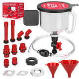 SEDY 22-piece no spill coolant funnel kit with adapters and shut-off valve for clean and precise radiator fluid filling in cars and trucks