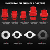 SEDY 22-piece no spill coolant funnel kit with adapters and shut-off valve for clean and precise radiator fluid filling in cars and trucks