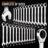 HORUSDY 24-Piece Ratcheting Wrench Set | Metric and SAE | Ratchet Combination Wrenches Set with Organizer | 72-Tooth | Chrome Vanadium Steel | 6-18 mm & 1/4” to 3/4“ (24-Piece)