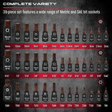 73-Piece Impact Socket Set with Hex & Torx Bit Sockets, SAE & Metric Deep & Shallow Sockets, Ratchet Handle, Universal Joint, Adapters & Extension Bars, CR-MO Steel