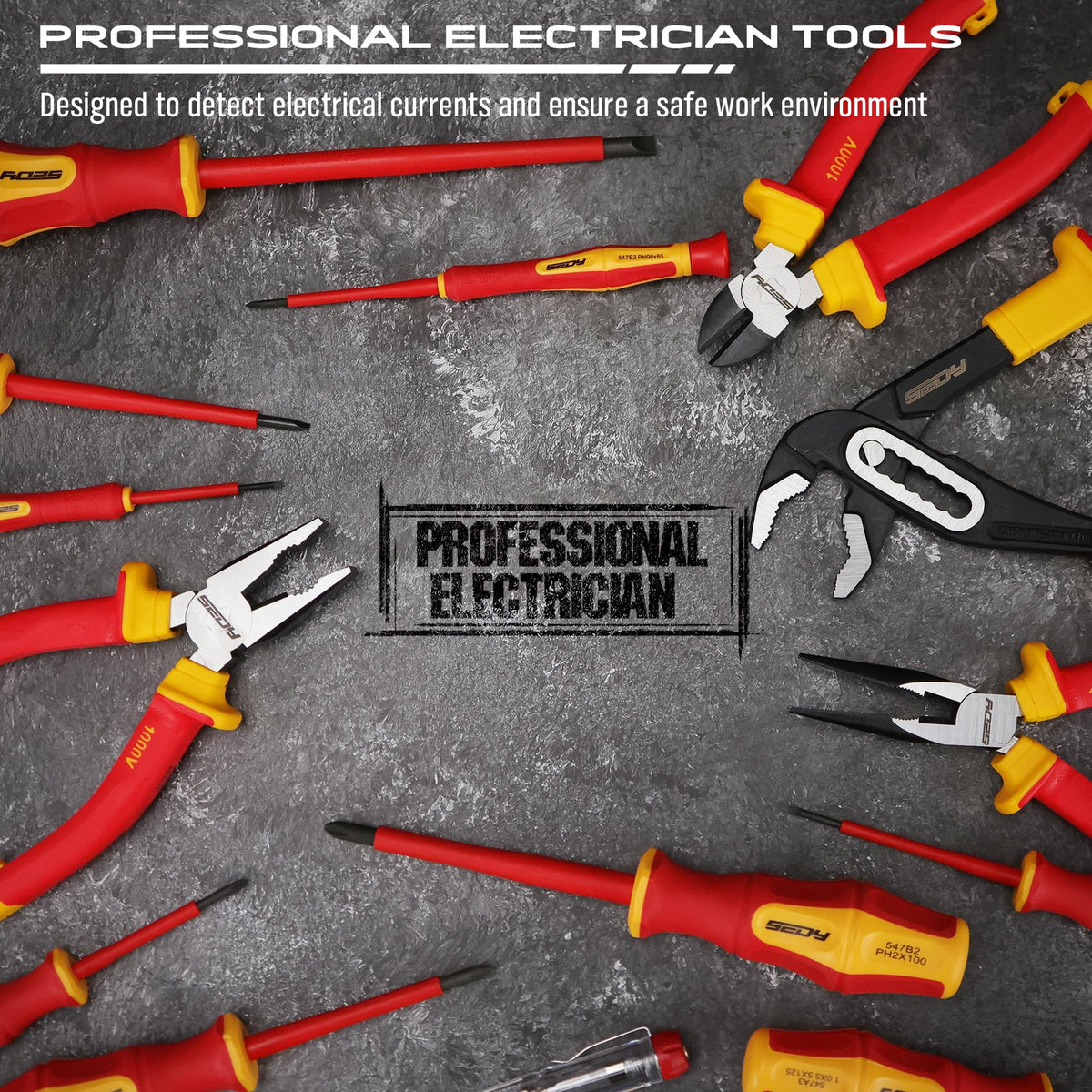 Insulated Screwdriver & Pliers Set: 14-Piece VDE Insulated Set 1000V Insulated Electrician Tool Set with Magnetic Phillips, Slotted Screwdrivers and Insulated Pliers