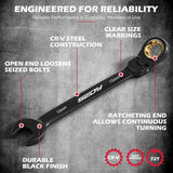 Premium 24-Piece Flex-Head Ratcheting Wrench Set, Metric(8–19mm)& SAE(1/4-7/8") Combination Wrenches, 72-Tooth CR-V Steel with Durable Black Finish, Ratchet Spanners with Roll-Up Tool Pouch for Repair