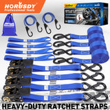 Ratchet Straps Heavy Duty, Tie Down Straps Ratchet Set, 2200 LB Break Strength, Safety Lock S Hooks, Best for Moving, Securing Cargo, Kayaks, Mountain (4 Pack)