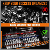 HORUSDY 6Pcs Double Sided Socket Organizer, 1/4-Inch, 3/8-Inch, 1/2-Inch, Premium Quality Socket Holders (6Pcs Double Sided Socket Organizer)