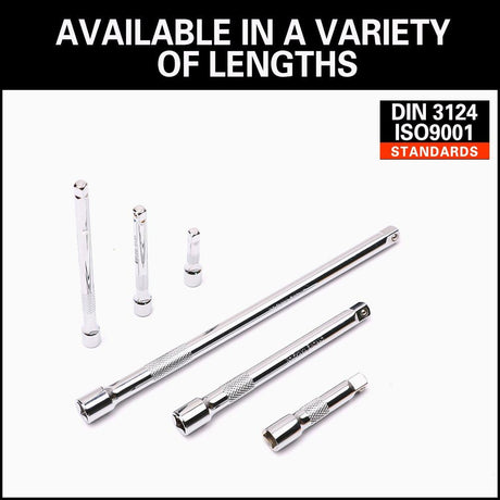 HORUSDY 9-piece chrome-plated socket extension bar set with 1/4", 3/8", 1/2" drive sizes for ratchets and impact wrenches