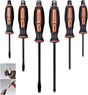 6-piece heavy duty industrial magnetic screwdriver set with center shaft, hex bolster, ergonomic handle and plastic storage bracket for workshop and home use.