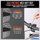 HORUSDY 44-piece hammer-thru screwdriver set with magnetic bits, color-coded handles, hex keys, CR-V steel blades, and storage rack