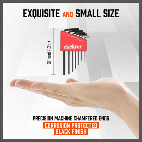 SEDY 7-Piece Mini Hex Key Set - SAE Sizes with Precision Machined Ends and Corrosion-Resistant Black Finish for Durability and Performance
