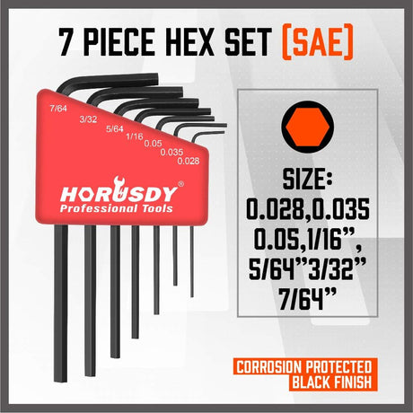 SEDY 7-Piece Mini Hex Key Set - SAE Sizes with Precision Machined Ends and Corrosion-Resistant Black Finish for Durability and Performance