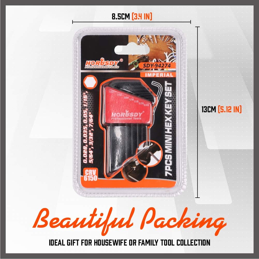 SEDY 7-Piece Mini Hex Key Set - SAE Sizes with Precision Machined Ends and Corrosion-Resistant Black Finish for Durability and Performance