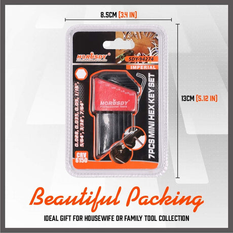 SEDY 7-Piece Mini Hex Key Set - SAE Sizes with Precision Machined Ends and Corrosion-Resistant Black Finish for Durability and Performance