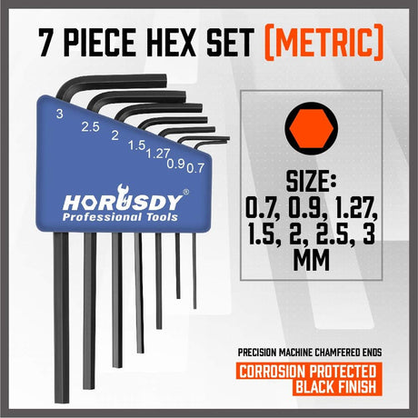 SEDY 7-Piece Mini Hex Key Set - Precision Metric Sizes, Corrosion-Resistant Black Finish for Durability and Performance