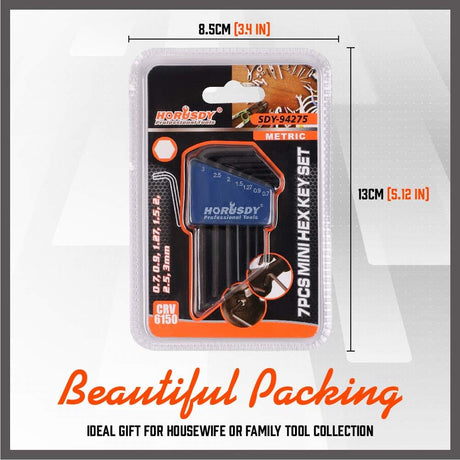 SEDY 7-Piece Mini Hex Key Set - Precision Metric Sizes, Corrosion-Resistant Black Finish for Durability and Performance