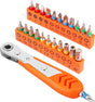 HORUSDY 23-in-1 compact mini ratchet wrench and bit set with reversible gear driver, S2 steel bits, and portable storage for confined space applications.