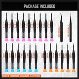 HORUSDY 24-piece precision magnetic screwdriver set with mini Torx, Phillips, and flathead tips, CR-V steel, tweezers, and magnetizer in roll-up case