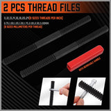 HORUSDY 48-piece rethreading tool set with SAE and metric taps, dies, thread files, and storage case