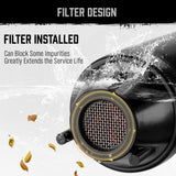 HORUSDY battery-operated liquid transfer pump with flow control nozzle, filter, and dual battery option for gasoline, diesel, water, and kerosene