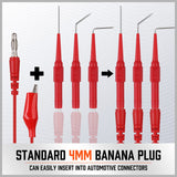 22-piece multicolor back probe kit with 4mm banana plugs and alligator clip test leads for multimeter and automotive diagnostic testing.