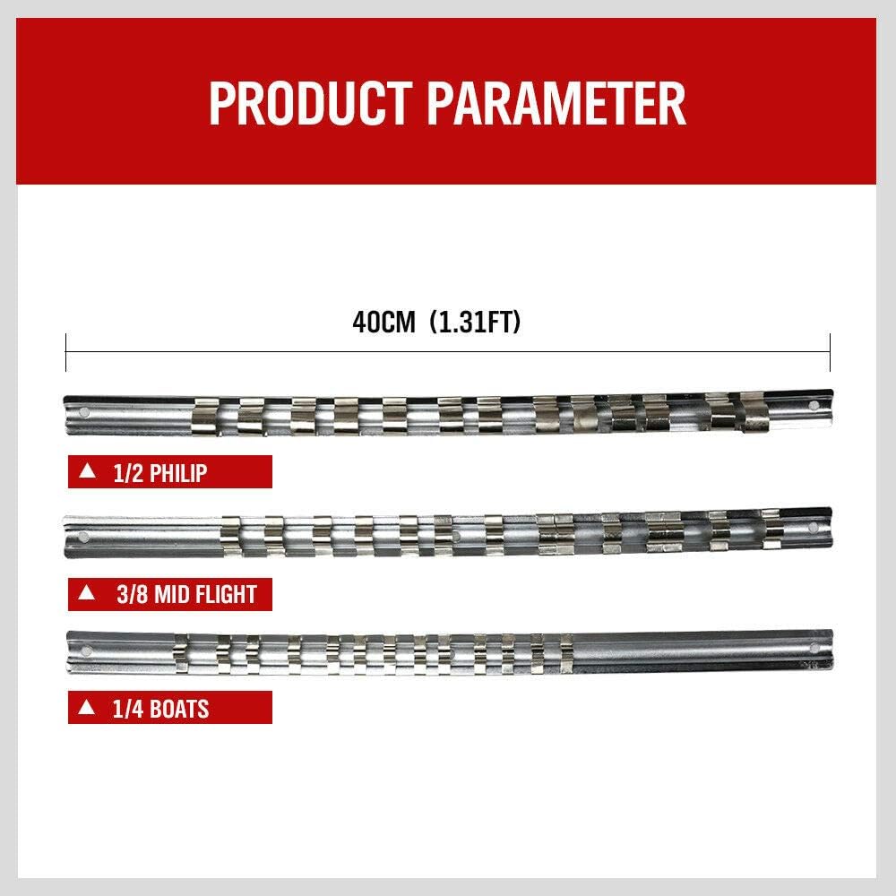 Stainless Steel Socket Organizer Rail with 14 Slots for Easy Storage – Rust-Free and Durable Construction