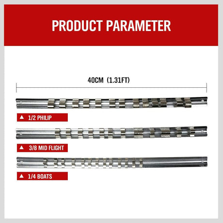 Stainless Steel Socket Organizer Rail with 14 Slots for Easy Storage – Rust-Free and Durable Construction
