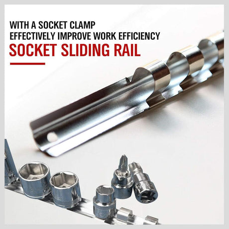 Stainless Steel Socket Organizer Rail with 14 Slots for Easy Storage – Rust-Free and Durable Construction