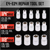 SEDY 14PCS E Torx Star Female Bit Socket Set with 1/4", 3/8", and 1/2" Drive in Red Storage Case