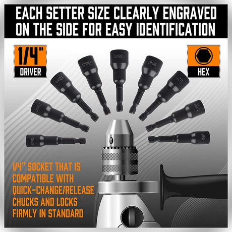SEDY 12PCS Magnetic Nut Driver Set, including SAE & Metric sizes, durable chrome vanadium steel, impact-rated, and comes with a red storage case.