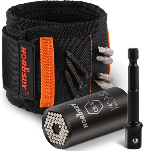 HORUSDY magnetic wristband and universal socket tool gift set for men and women DIY and home improvement