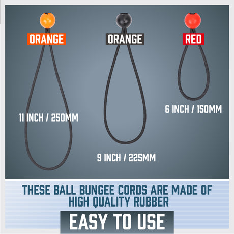 HORUSDY 45-Piece Ball Bungee Cord Set – Assorted Sizes (6", 9", 11") Elastic Tie Downs with Durable Latex Core and HOPE Plastic Balls for Camping, Tarp Securing, Cable Management, and Outdoor Use