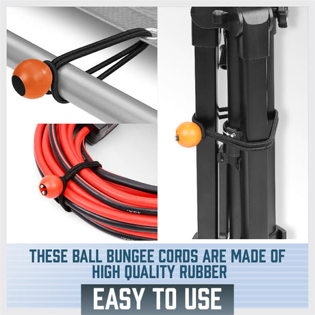 HORUSDY 45-Piece Ball Bungee Cord Set – Assorted Sizes (6", 9", 11") Elastic Tie Downs with Durable Latex Core and HOPE Plastic Balls for Camping, Tarp Securing, Cable Management, and Outdoor Use
