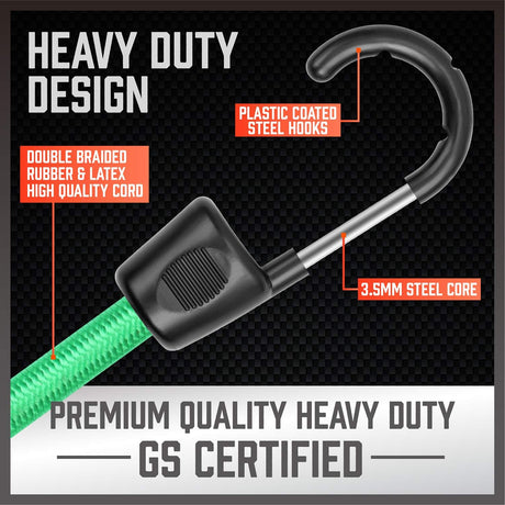HORUSDY 31-piece bungee cord set with canopy ball ties, tarp clips, heavy-duty hooks, and zip ties for secure outdoor and storage use