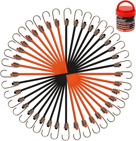 HORUSDY 20-piece mini bungee cords with rust-resistant hooks for securing items in camping, garage, home, or car use