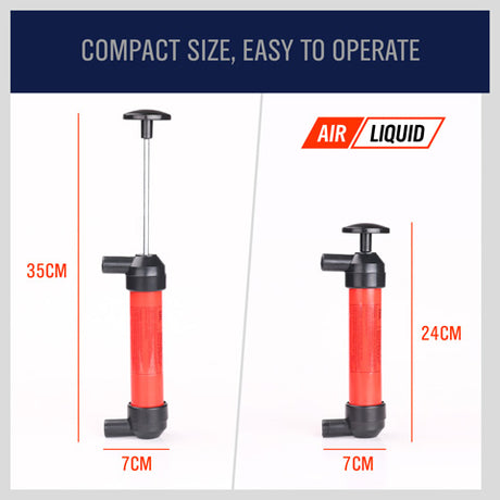 Multi-Purpose Manual Siphon Transfer and Air Pump Kit – Compact Dual-Use Hand Pump with Accessories for Liquid Transfer, Tire Inflation, Emergency Refueling, and Pool or Balloon Use