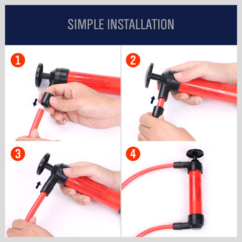 Multi-Purpose Manual Siphon Transfer and Air Pump Kit – Compact Dual-Use Hand Pump with Accessories for Liquid Transfer, Tire Inflation, Emergency Refueling, and Pool or Balloon Use