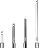 HORUSDY 4PCS 1/4 Inch Drive Extension Bar Set made of chrome vanadium steel with knurled grip and spring-loaded ball detent
