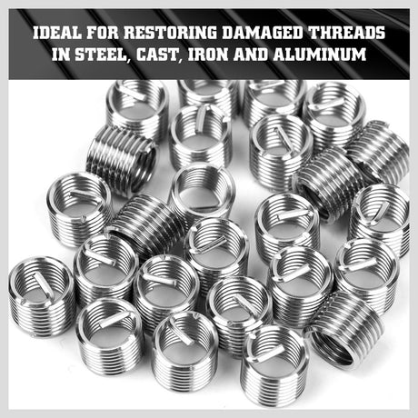HORUSDY 131-piece thread repair kit with twist drills, screw taps, and inserts for M5-M12 thread restoration in metal case