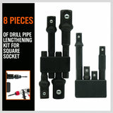 HORUSDY 8-Piece 1/4" Hex Shank Socket Adapter Set for Drill and Impact Driver – Includes 1/4", 3/8", 1/2" Square Drive Extensions with Weatherproof Coating and Anti-Drop Ball Design for Vehicle, Construction, and Home Maintenance