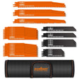 HORUSDY reciprocating saw blade set with wood and metal cutting blades and durable roll-up pouch