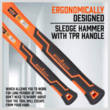 Five-piece HORUSDY hammer set including rubber mallet, sledge, cross pein, and two ball pein hammers with ergonomic anti-slip handles.