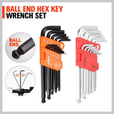 HORUSDY 48-piece ratcheting wrench and hex key set with tool roll, SAE and metric, chrome vanadium steel for automotive and mechanic tools