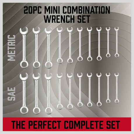 SEDY 22-piece mini metric and SAE combination wrench set in compact storage pouch for tight space repairs