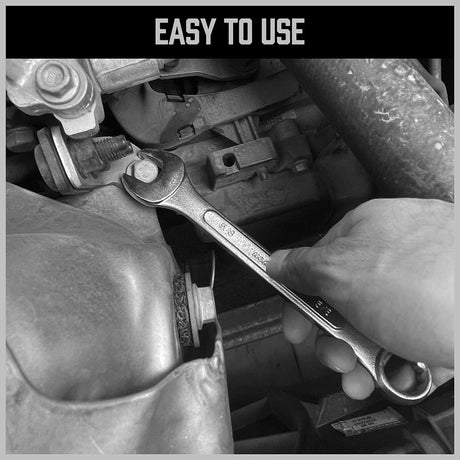 HORUSDY 26-piece combination wrench set with SAE and metric sizes, chrome vanadium steel, rust-resistant finish, and roll-up pouch for tool organization