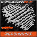 HORUSDY 32-piece combination wrench set with metric and SAE sizes, chrome vanadium finish, storage case