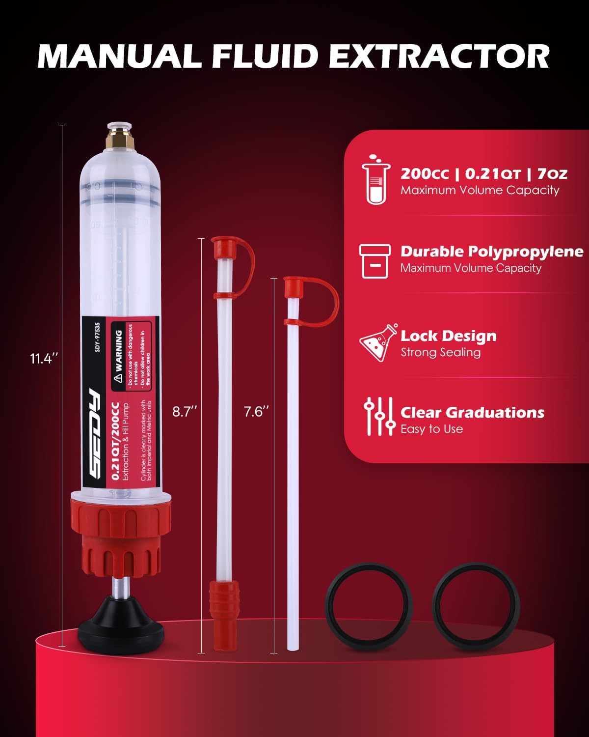 SEDY 200cc Oil Extraction & Fill Pump with Auto-Locking Tube and Precision Scale for Car Fluid Transfer
