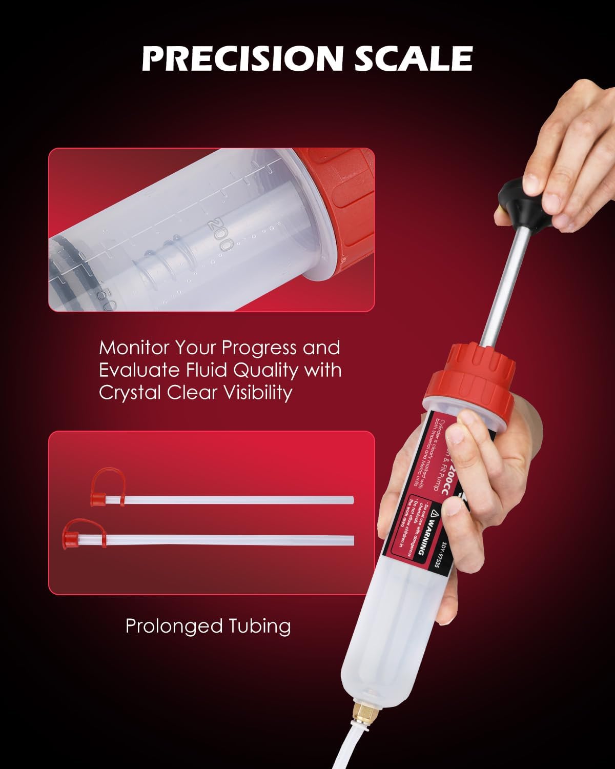 SEDY 200cc Oil Extraction & Fill Pump with Auto-Locking Tube and Precision Scale for Car Fluid Transfer